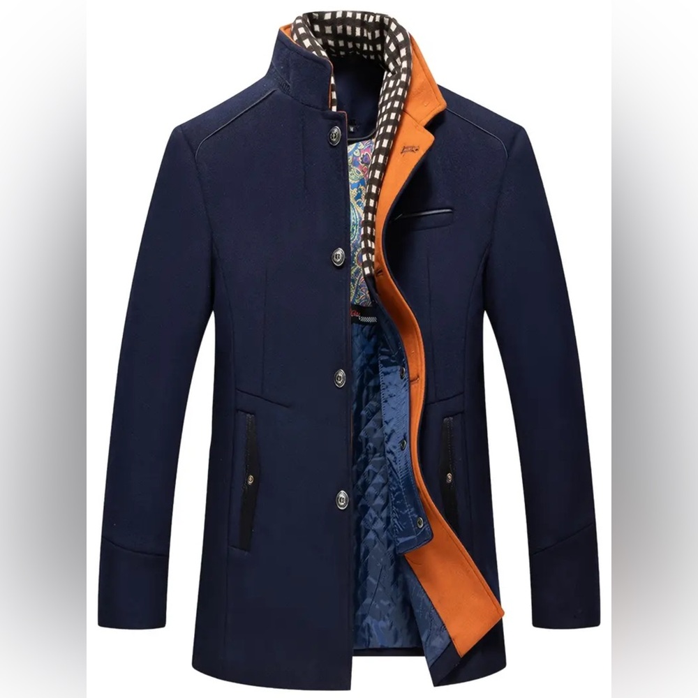 NEW MENS NOVA LANE PEACOAT W/DETACHABLE SCARF (SZ S-XXXL: order up one size)